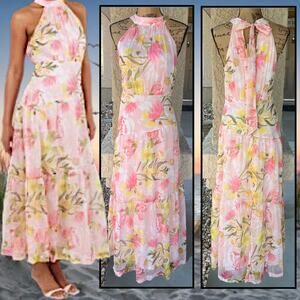 Petal and Pup Acacia Blossom Halter Eden Maxi Dress Size L